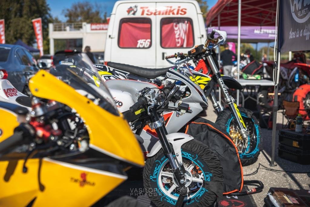 three pitbikes and one motard