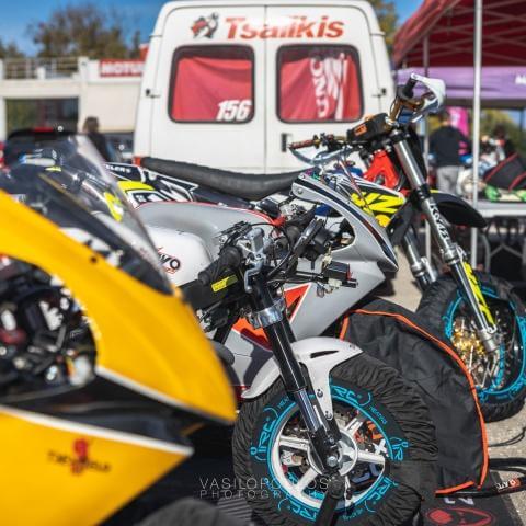 three pitbikes and one motard