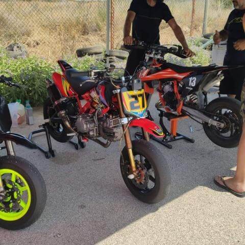 three pitbikes