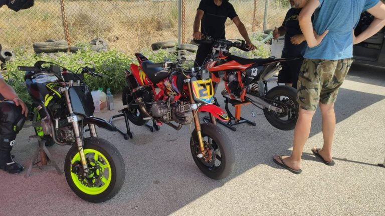 three pitbikes