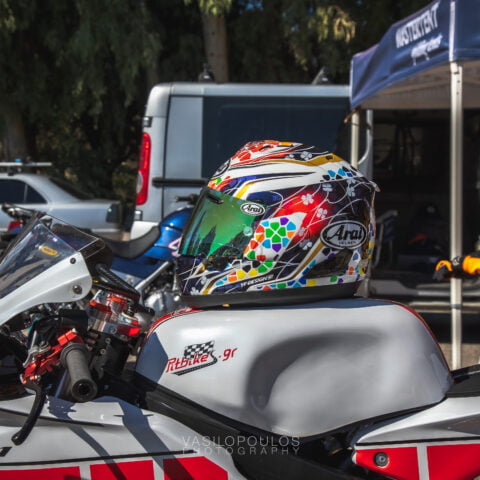 Arai helmet on Pitbike Kayo