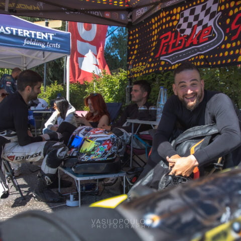 One Rider they smile and six persons they talk