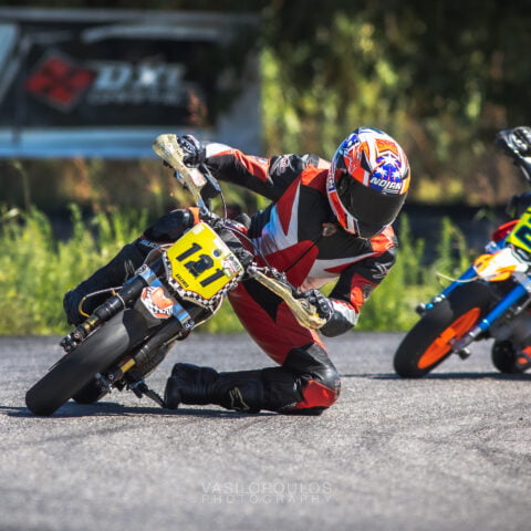 Rider with Pitbike hit the apex
