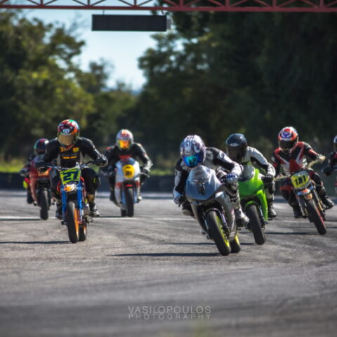 nine riders with pitbike start the race