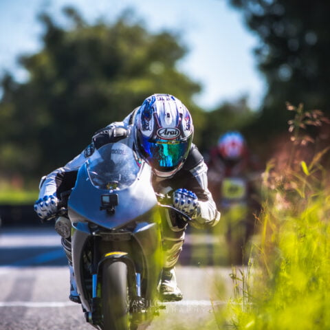 Rider with pitbike and arai helmet