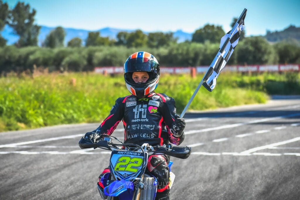 Kid with finish flag