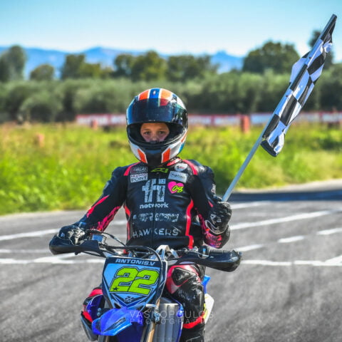 Kid with finish flag
